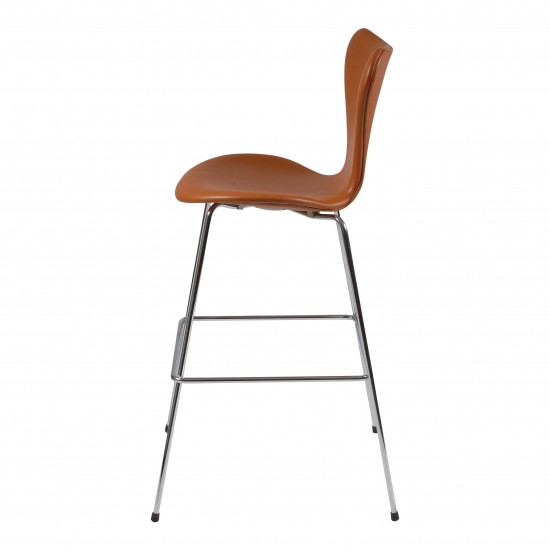 Arne Jacobsen Syver barstol i cognac l der Gratis levering